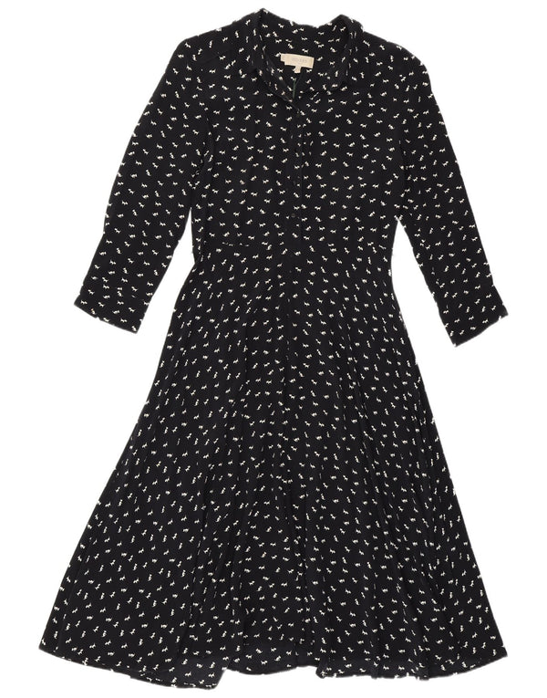 Hobbs Vestido acampanado para mujer UK 10 Small Azul marino Estampado animal Viscosa