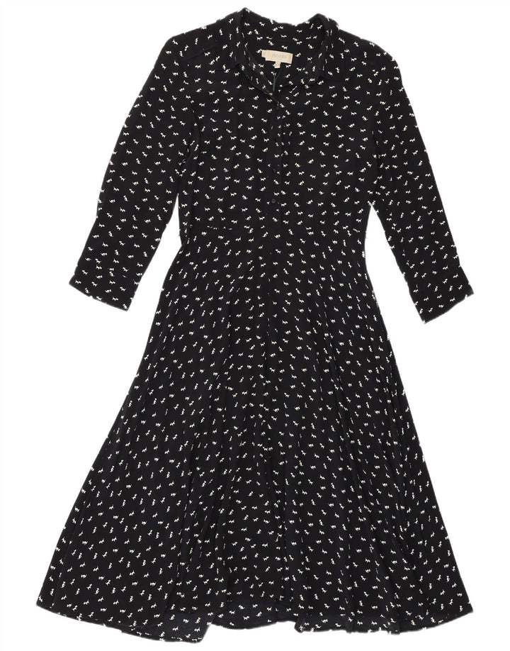 Hobbs Vestido acampanado para mujer UK 10 Small Azul marino Estampado animal Viscosa