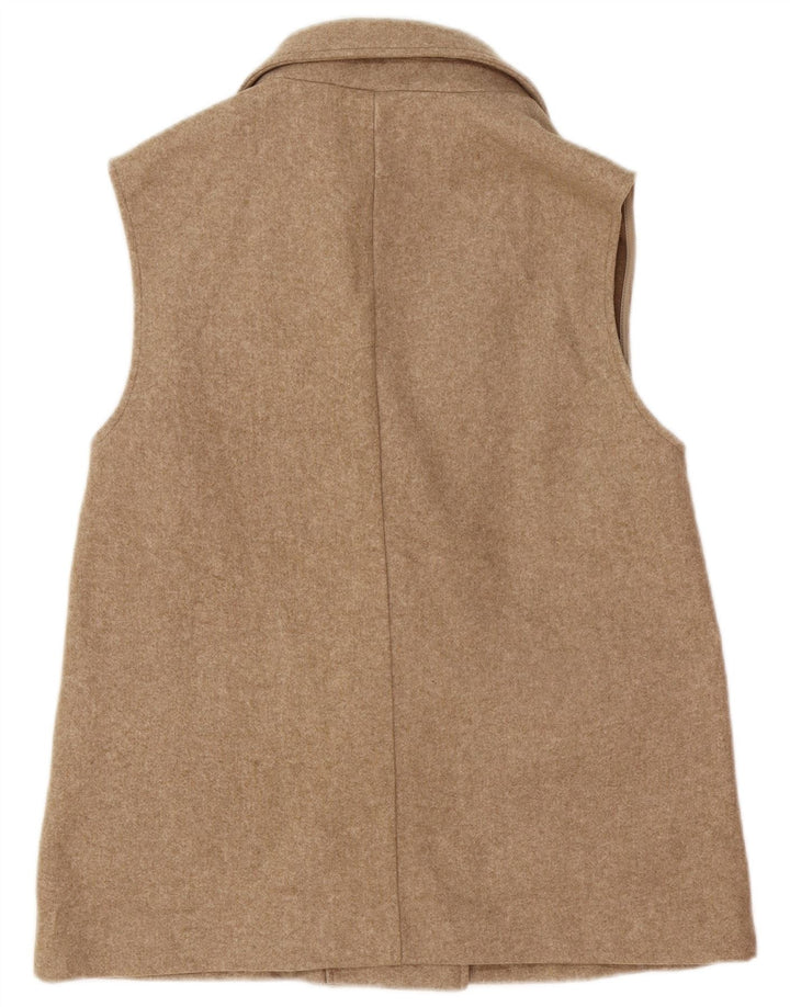 Zara Mujer Chaleco Utilitario De Doble Botonadura UK 42 Poliéster Beige Medio