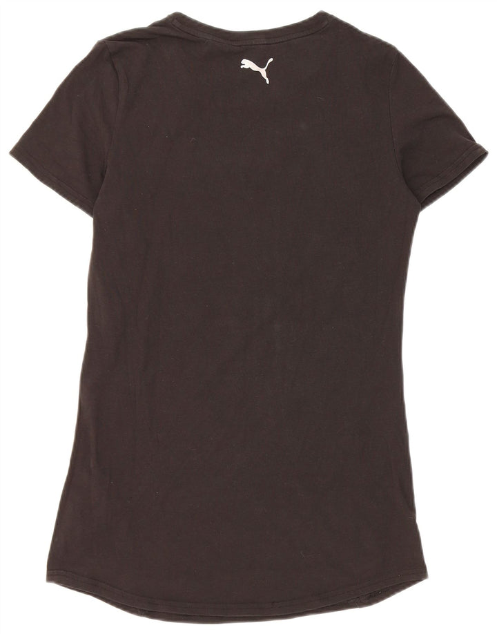 Puma Mujer Crop Graphic Camiseta Top UK 12 Medium Negro