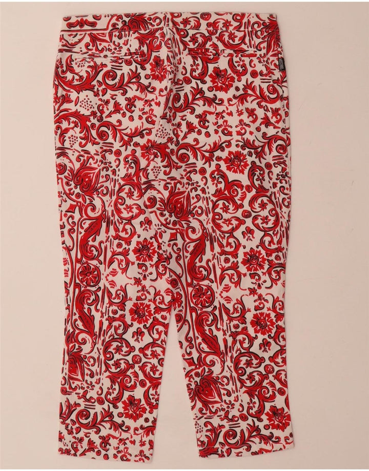 MOSCHINO Pantalones capri rectos para mujer UK 12 Medium W28 L21 Red Paisley