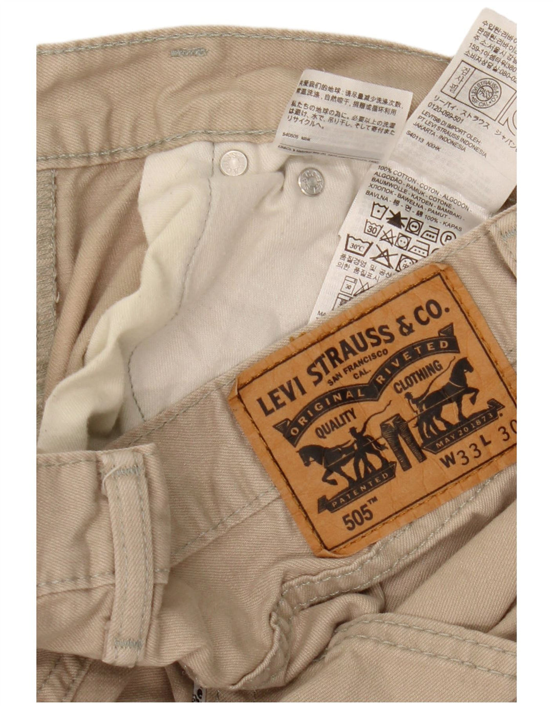 Levi's Vaqueros rectos 505 para hombre W33 L26 Algodón beige