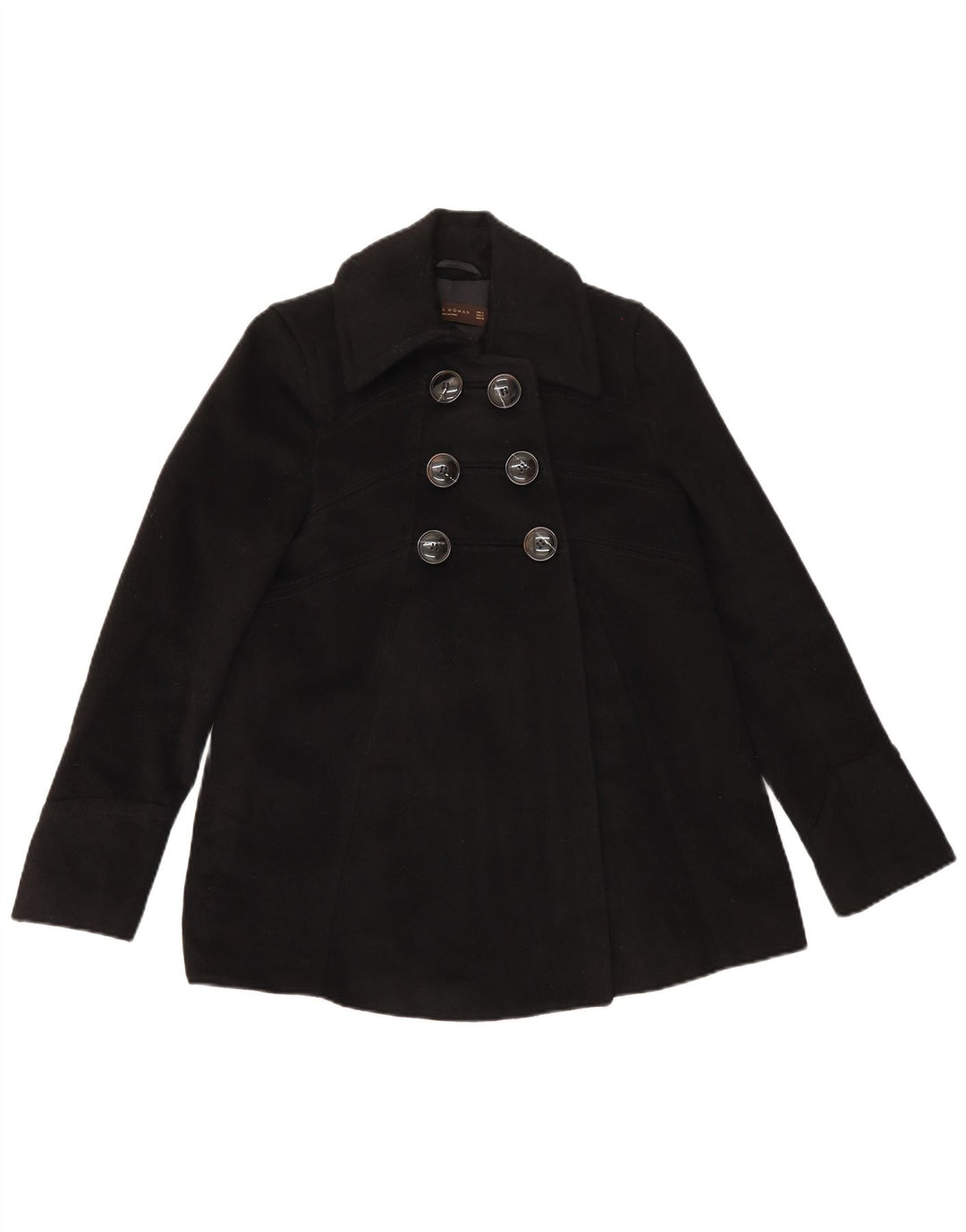 Zara Mujer Chaquetón UK 8 Small Acetato Negro