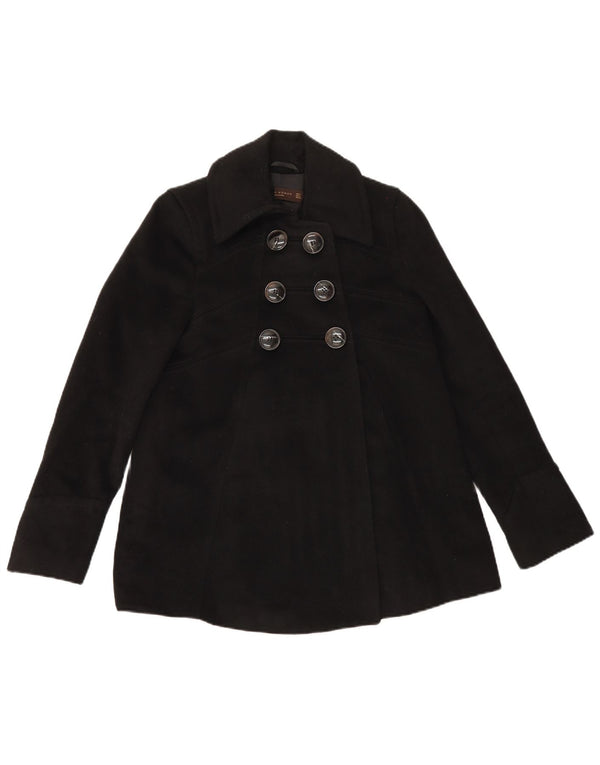 Zara Mujer Chaquetón UK 8 Small Acetato Negro