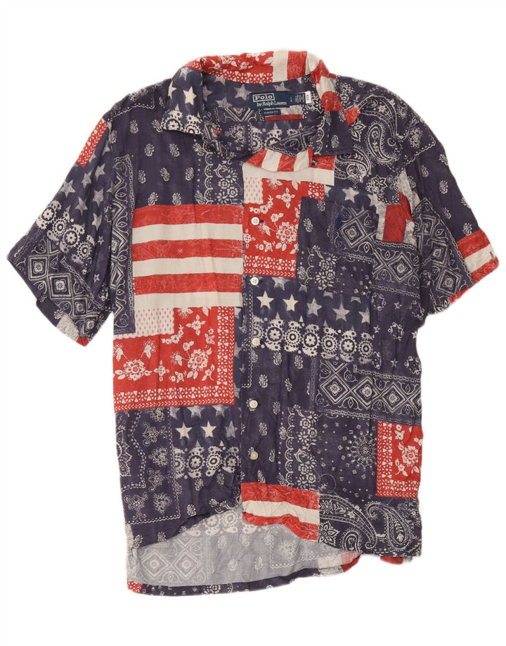 Polo Ralph Lauren Camisa de manga corta para hombre Patchwork azul marino grande