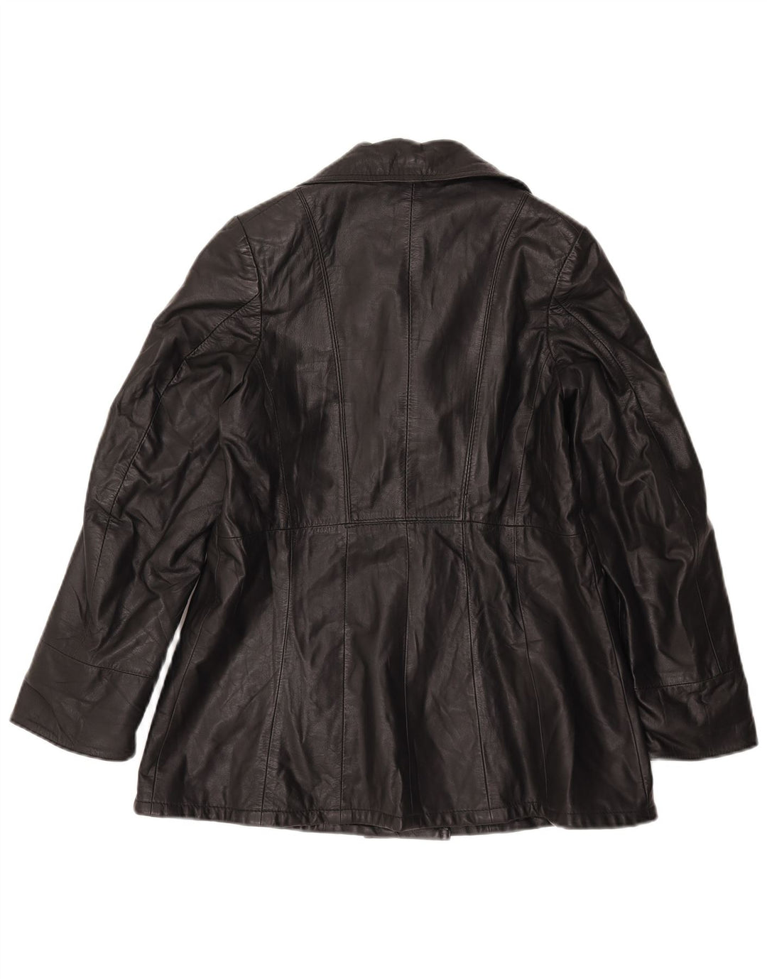Vintage mujer doble pecho chaqueta de cuero IT 46 grande negro