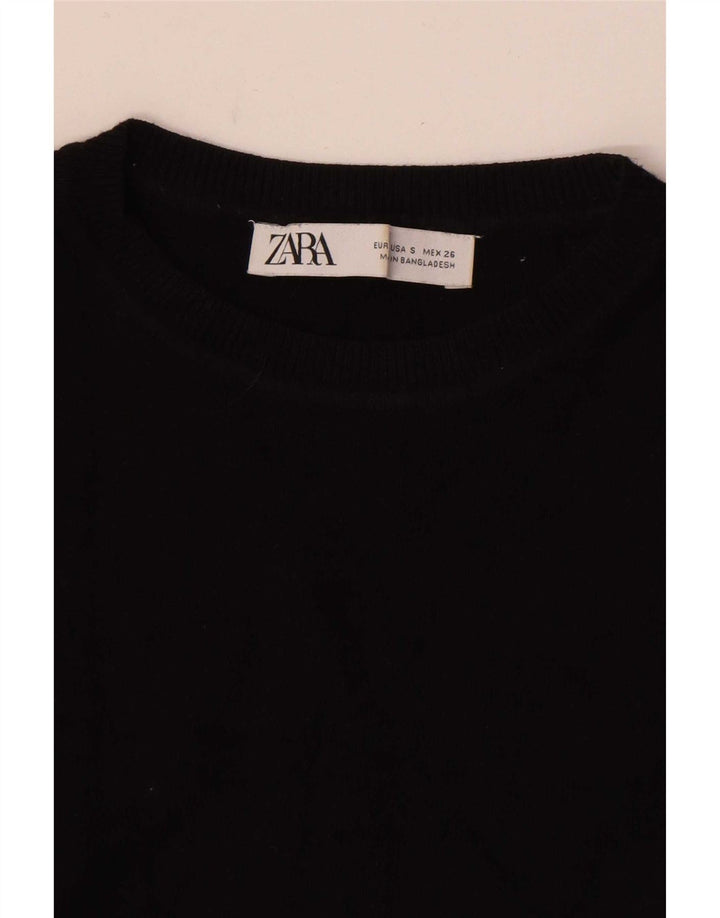 Zara Mujer Crop Vest Top UK 8 Small Negro