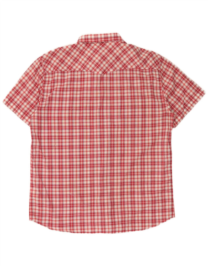 LEE Camisa Slim Fit de Manga Corta para Hombre 2XL Algodón a Cuadros Rojos