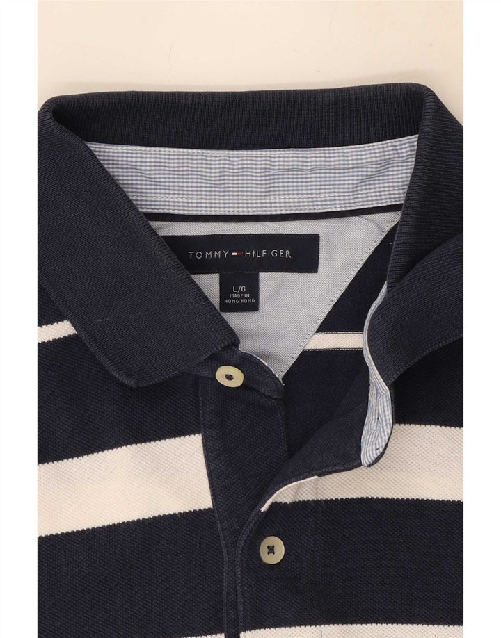 Tommy Hilfiger Polo para hombre grande azul marino a rayas