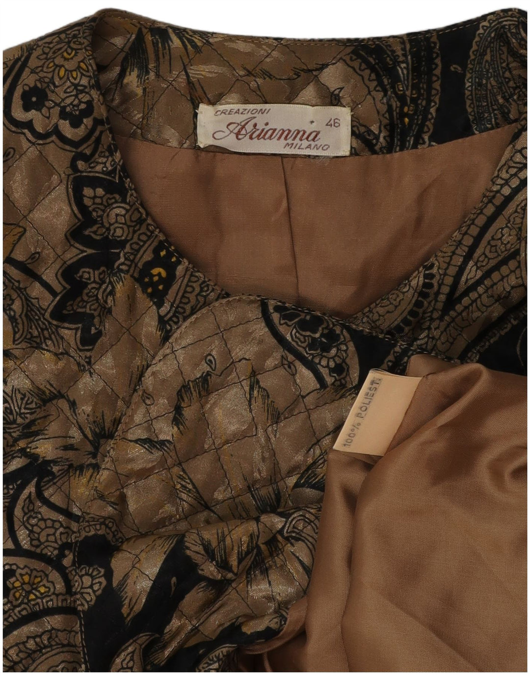 ARIANNA Chaqueta tipo blazer acolchada con 5 botones para mujer IT 46 Large Brown Paisley