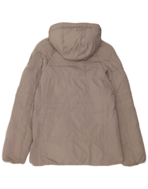 Napapijri Chaqueta acolchada con capucha para mujer UK 10 Small Gris Poliéster