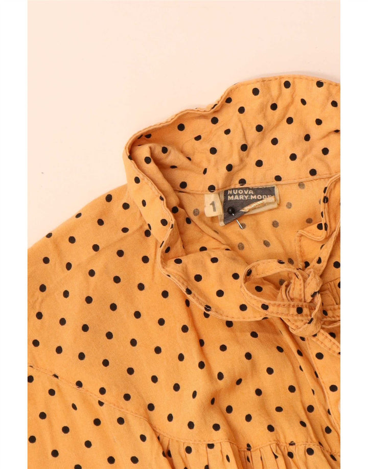 Vintage mujer Maxi vestido Reino Unido 12 amarillo medio manchado