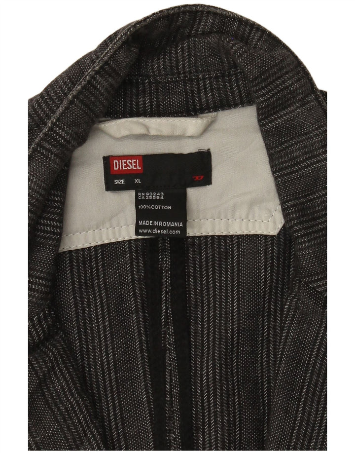 Diesel Chaqueta tipo blazer de 2 botones para hombre UK 42 XL Algodón a rayas gris