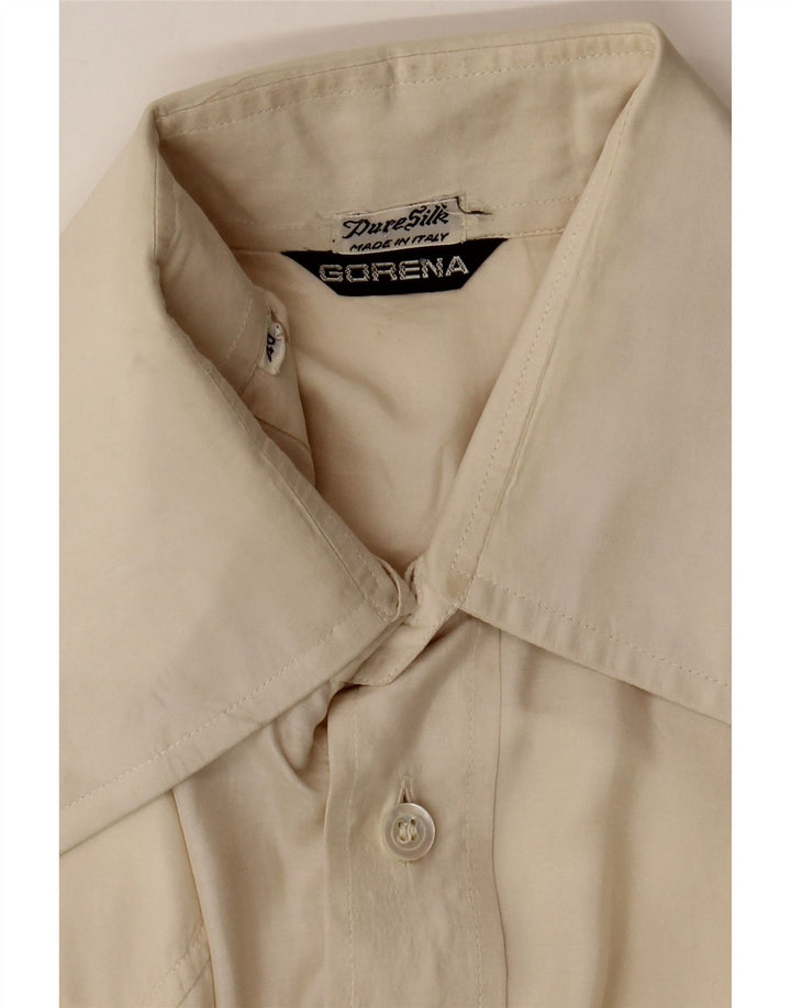 Camisa GORENA Hombre Talla 40 Mediana Seda Beige
