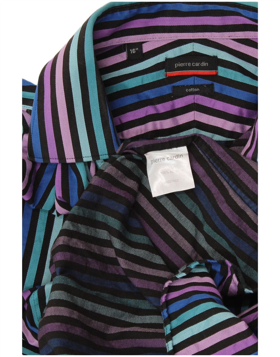 PIERRE CARDIN Camisa de hombre talla 16 Algodón de rayas multicolor grande