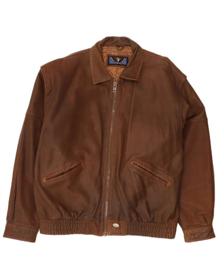 Herrford Chaqueta Bomber de Cuero para Hombre EU 54 2XL Cuero Marrón