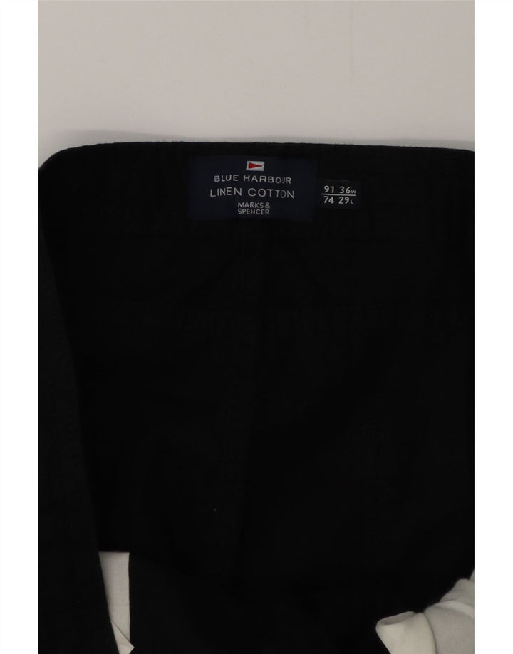 MARKS & SPENCER Pantalones casuales rectos Blue Harbor para hombre W36 L29 Negro