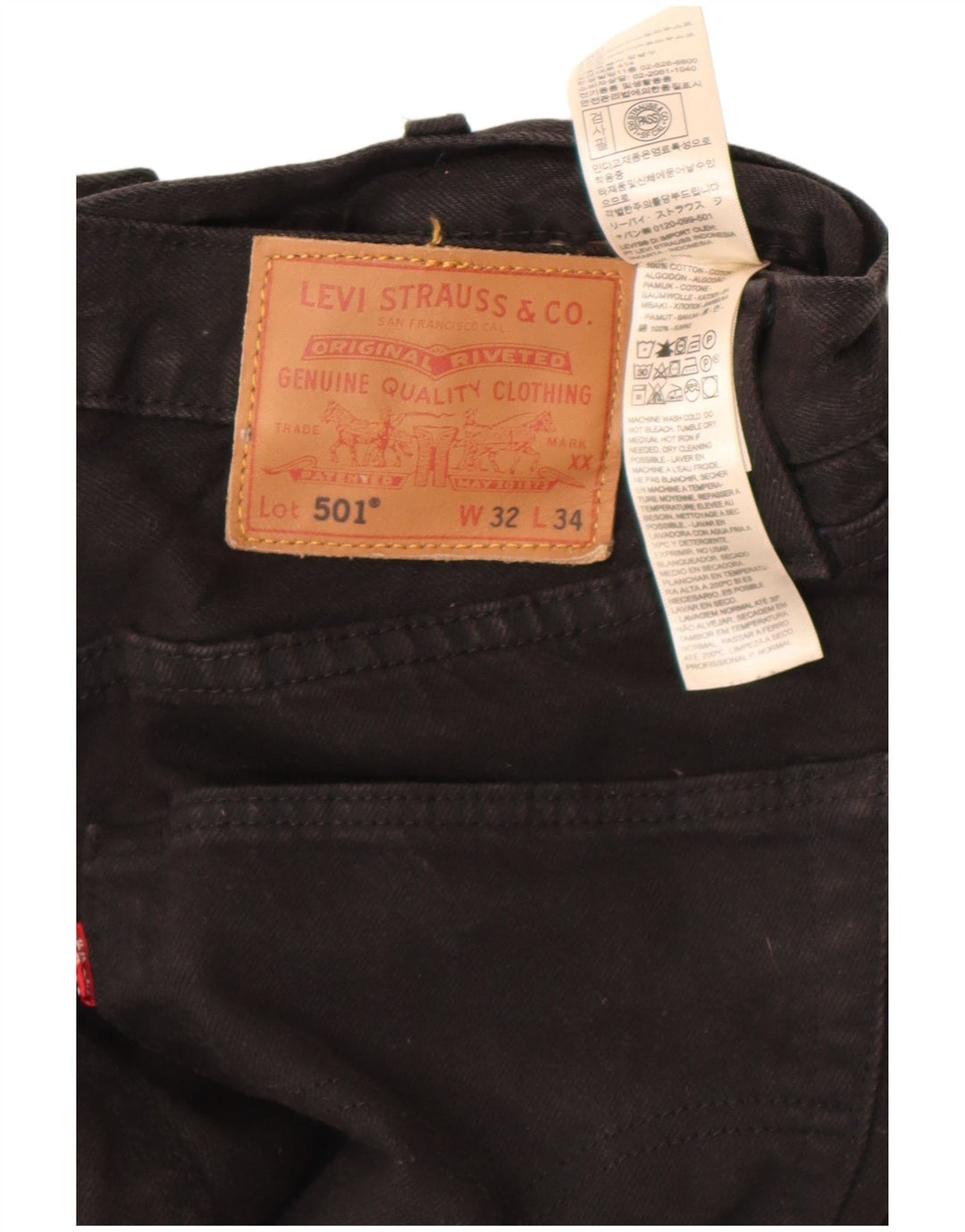 Levi's Jeans rectos 501 para hombre W32 L34 Algodón negro