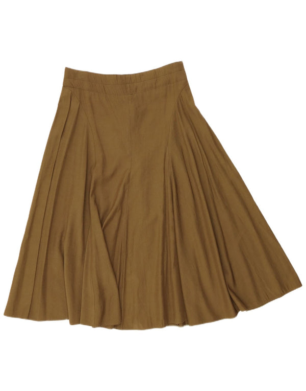 Falda acampanada vintage para mujer mediana W30 poliéster caqui