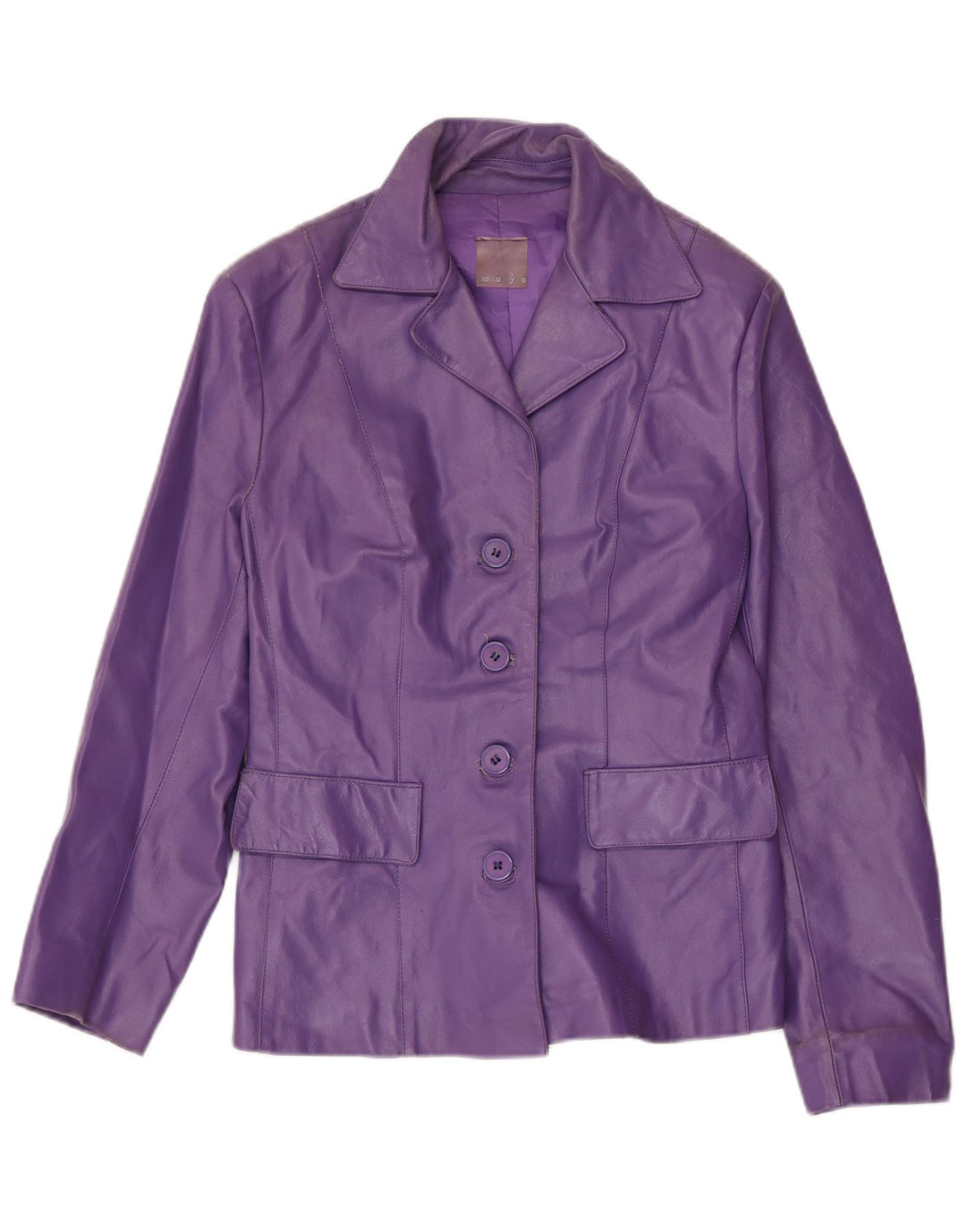 Mays Chaqueta tipo blazer de cuero con 4 botones para mujer IT 44 Acetato morado mediano