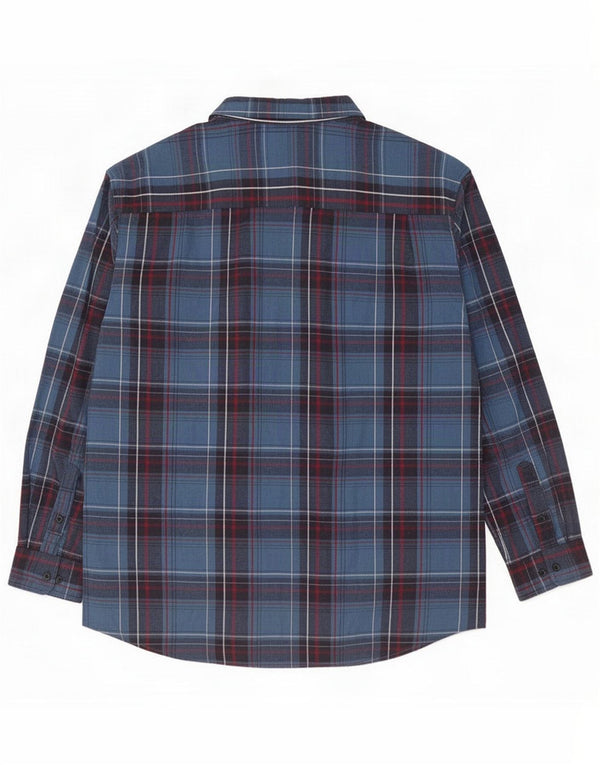 Atlas For Men Camisa de franela para hombre 4XL Algodón a cuadros azul