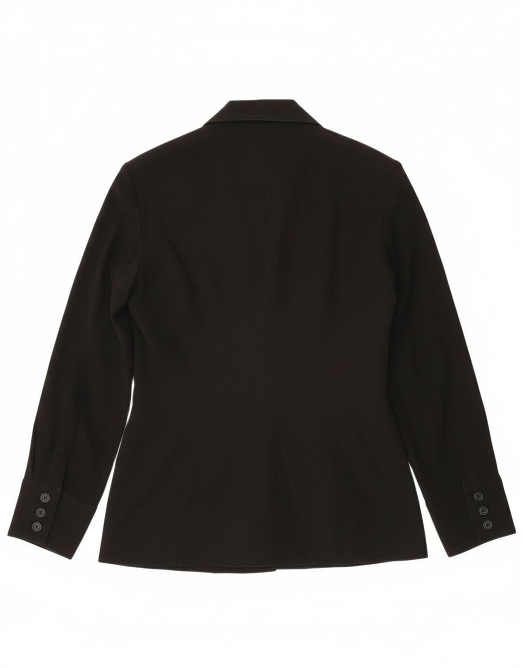 Vintage mujer 6 botón Blazer chaqueta Reino Unido 14 poliéster negro grande