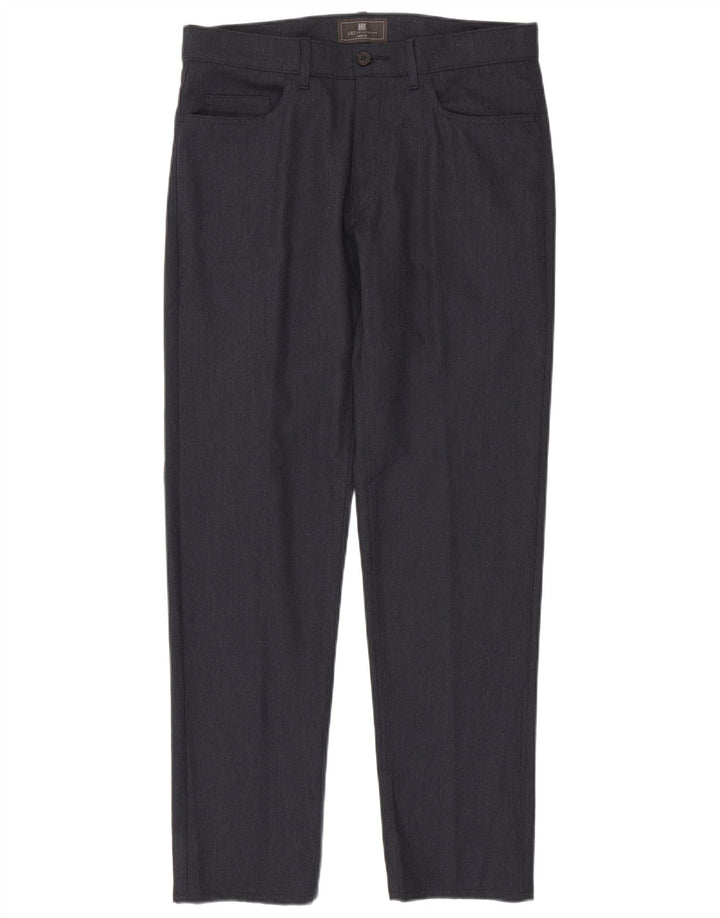 Marks & Spencer Pantalón de traje recto para hombre W34 L33 Poliéster azul marino
