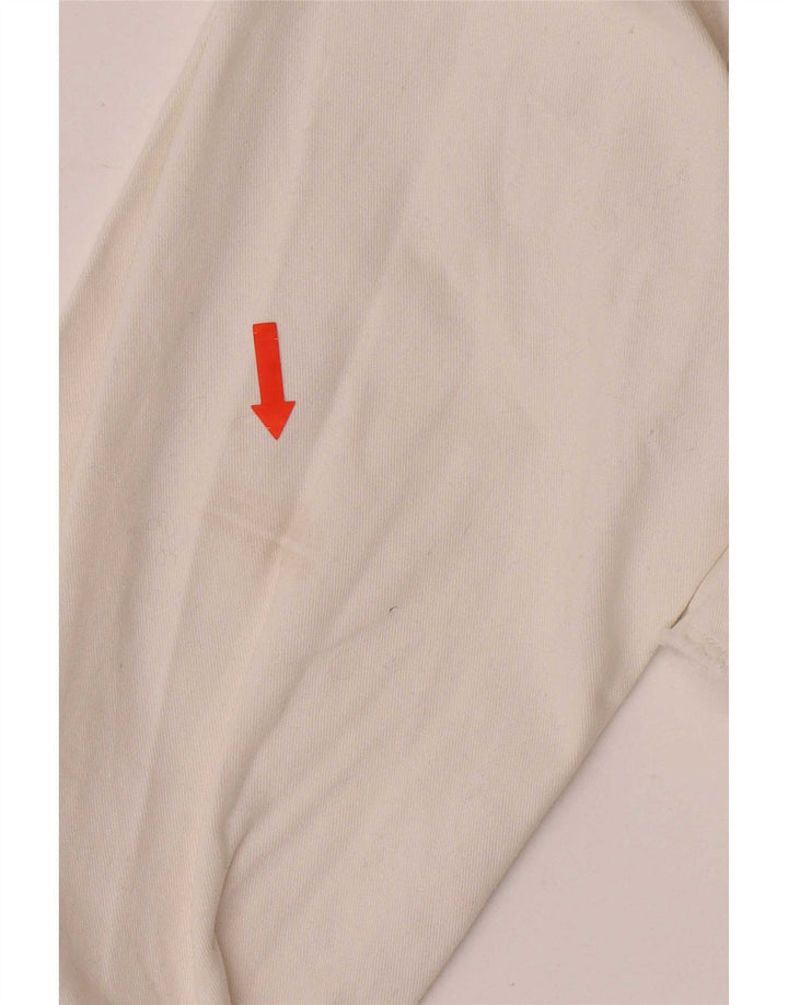 Vintage mujer crop denim chaqueta Reino Unido 10 pequeño algodón blanco