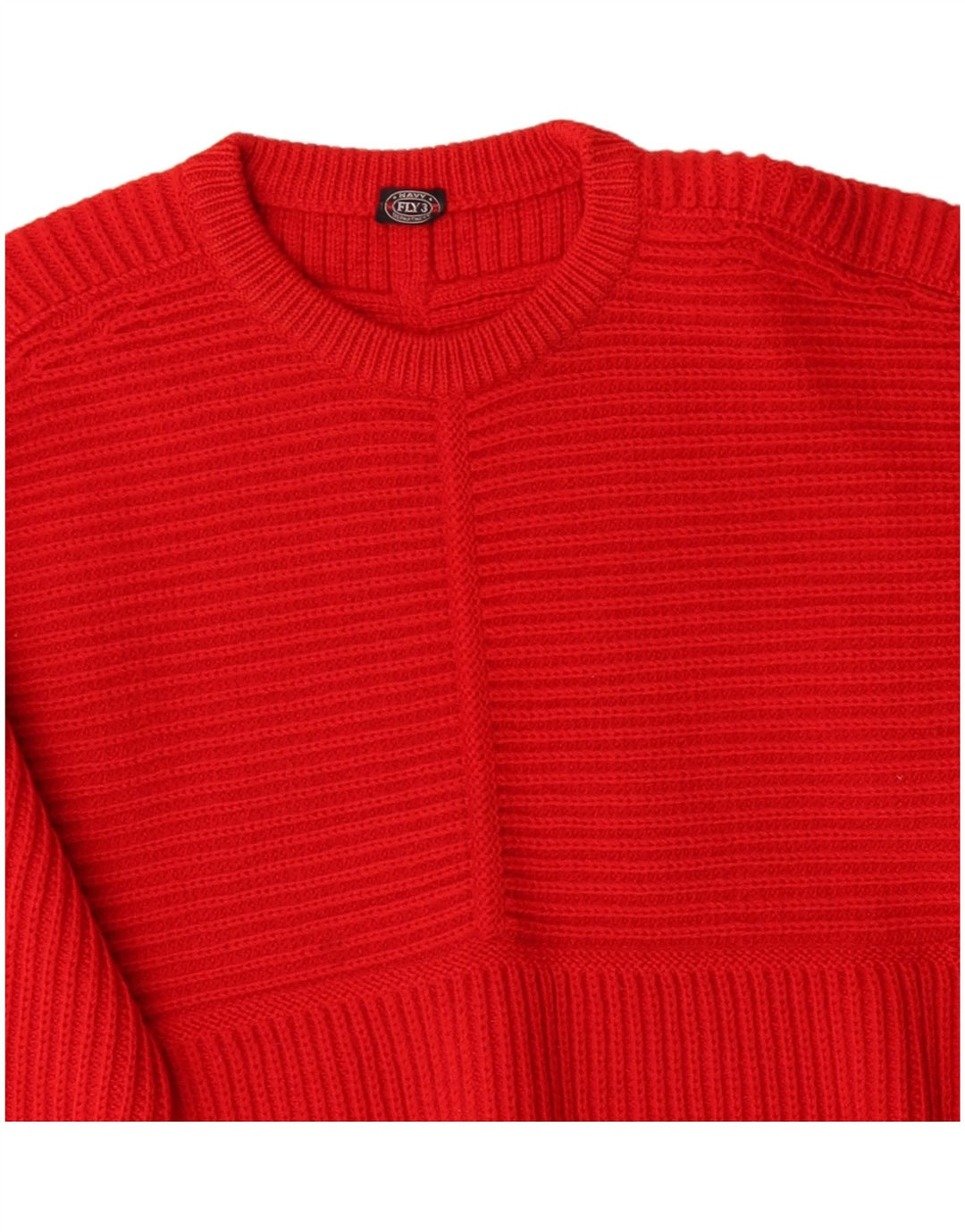 VINTAGE Hombres Barco Cuello Jersey Suéter Medio Rojo