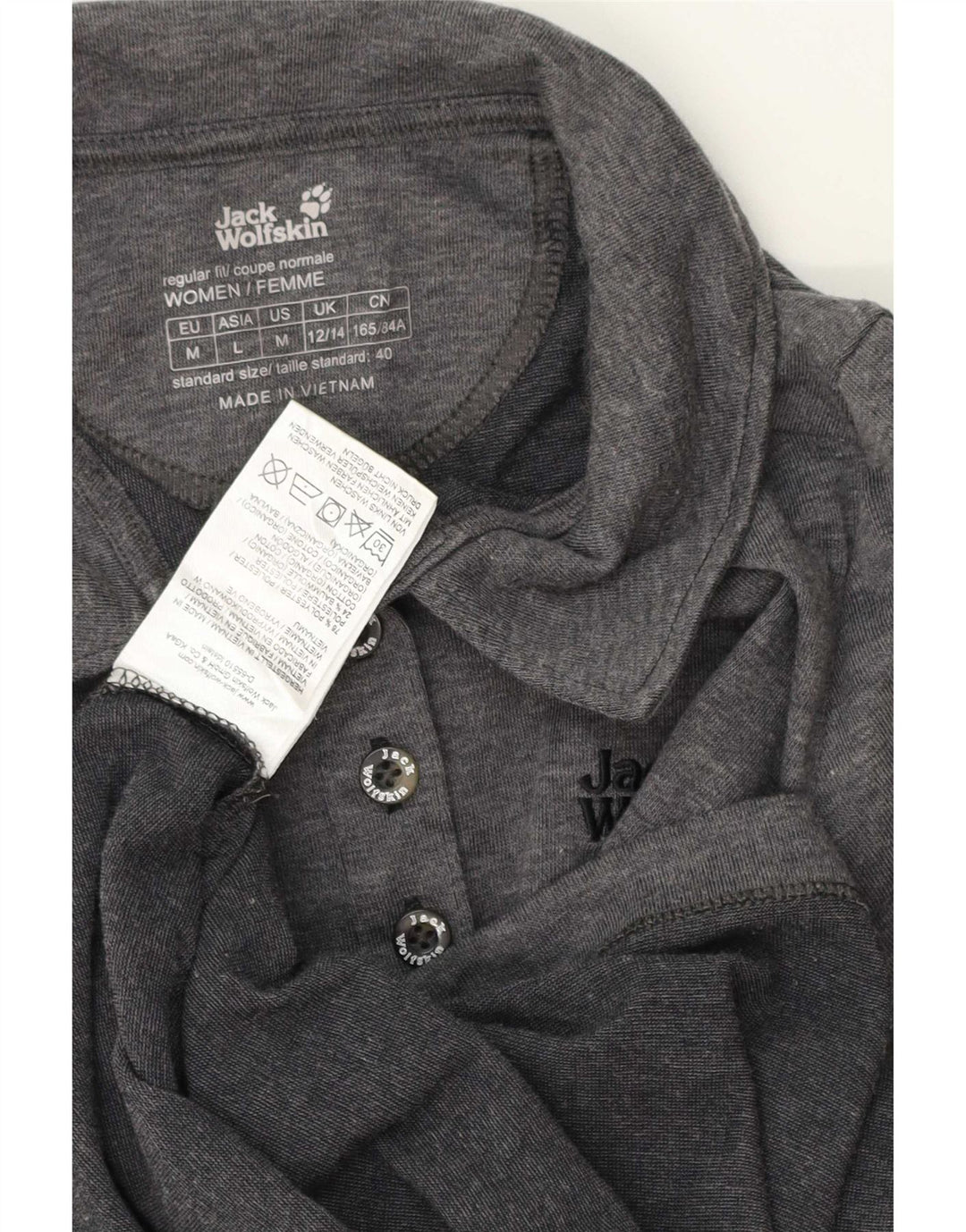 Jack Wolfskin Polo para mujer UK 40/40 Poliéster moteado gris medio