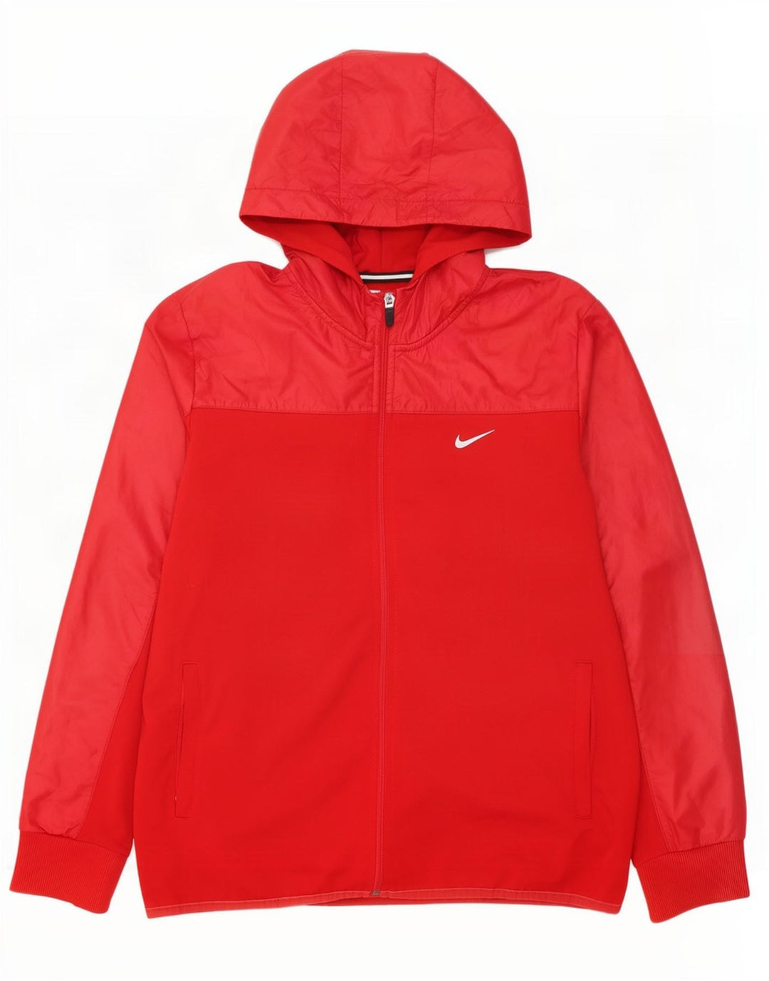 Nike Dri Fit - Chaqueta de chándal con capucha para hombre, poliéster, color rojo medio