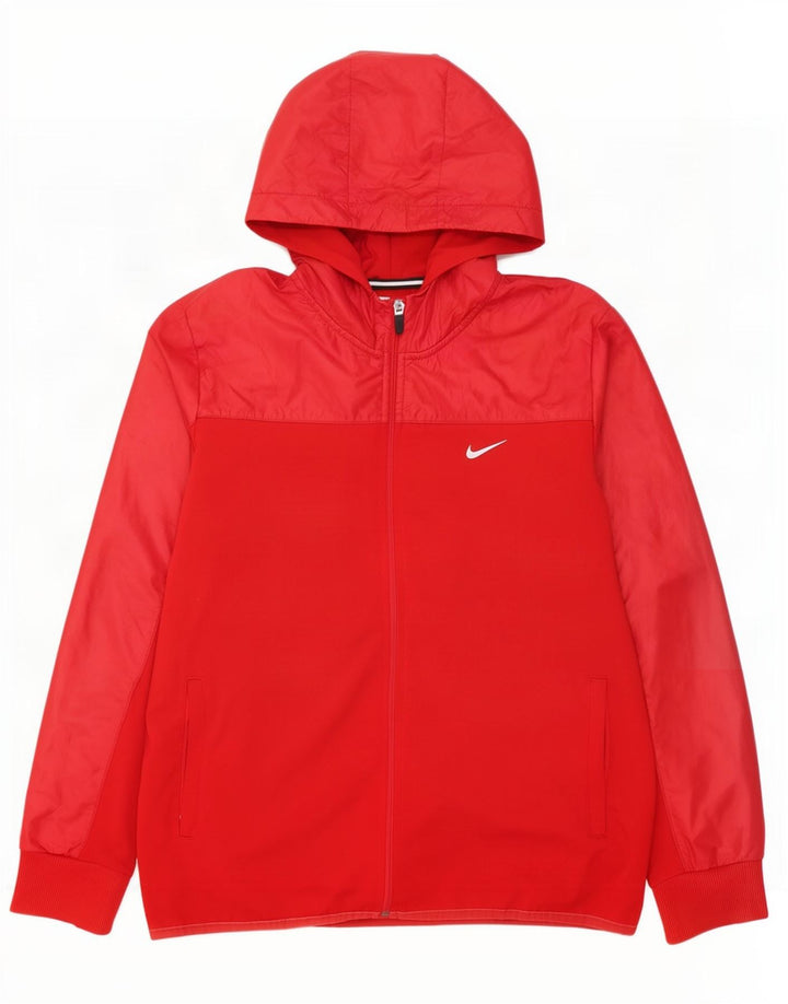 Nike Dri Fit - Chaqueta de chándal con capucha para hombre, poliéster, color rojo medio