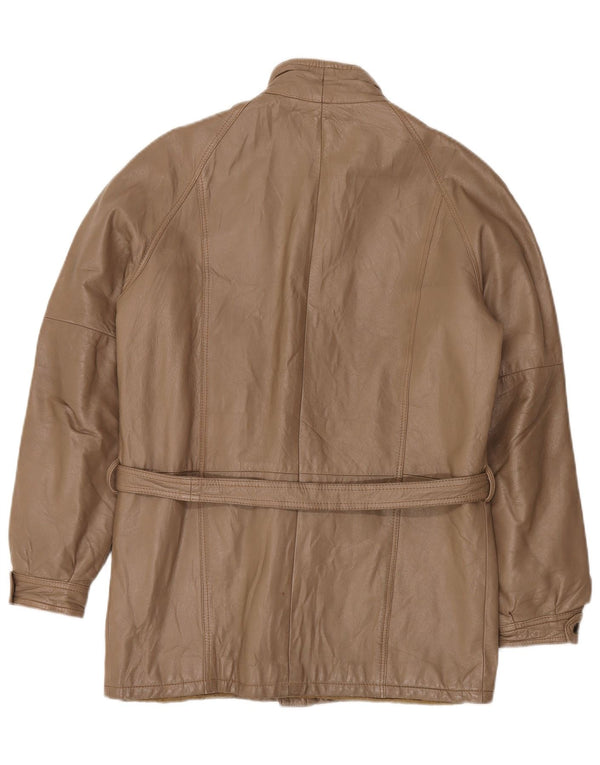 Vintage mujer chaqueta de cuero Reino Unido 14 marrón medio