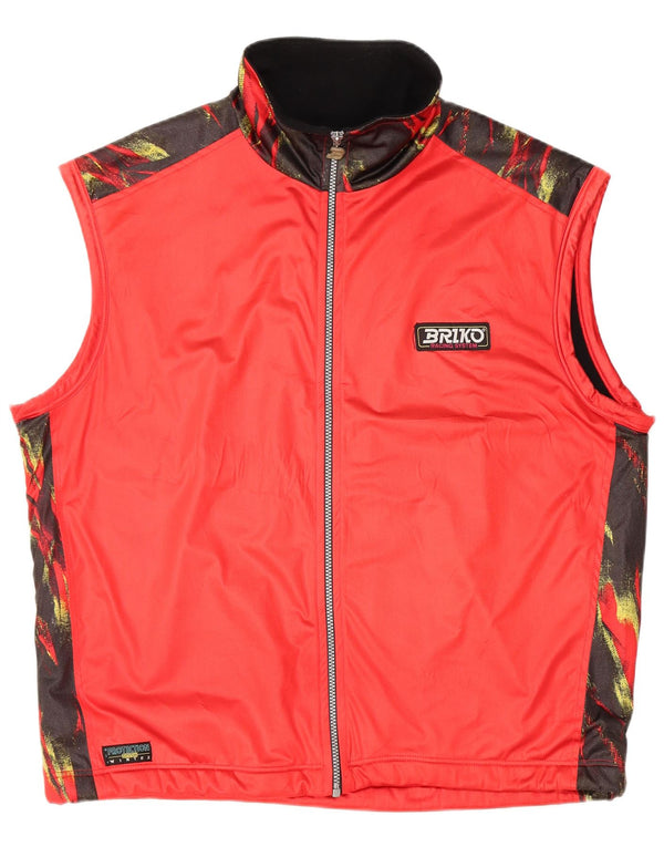 BRIKO Chaqueta de chándal sin mangas para hombre XL Rojo Colorblock Poliéster