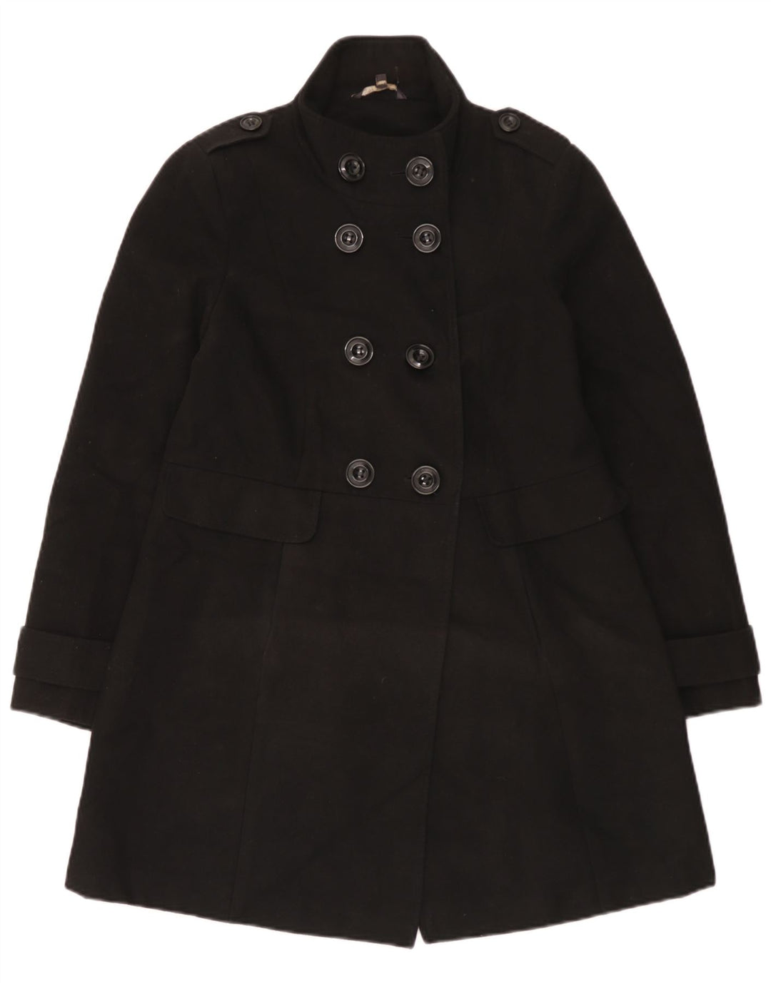 Marks & Spencer Abrigo cruzado para mujer UK 42 Poliéster negro mediano