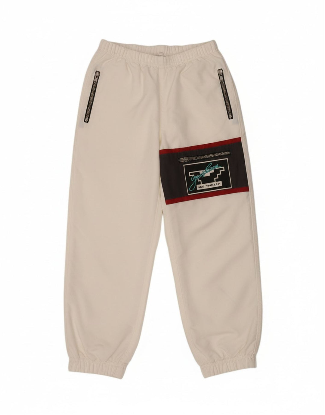 VINTAGE Mens Tracksuit Trousers Joggers XL  White Polyamide