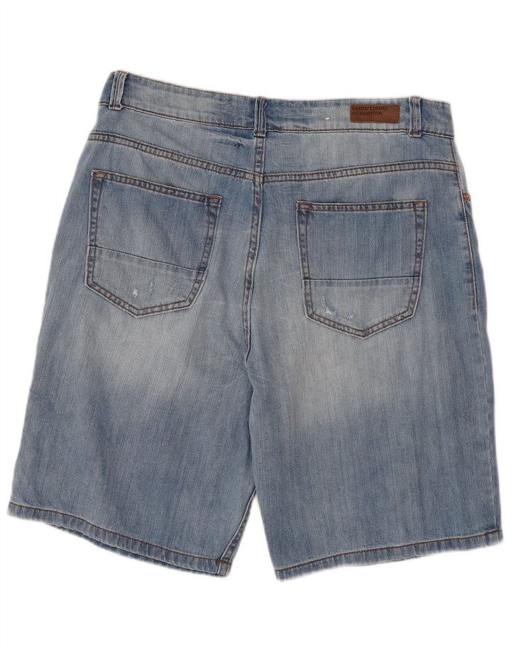 BENETTON Pantalones cortos vaqueros para hombre W32 Azul medio