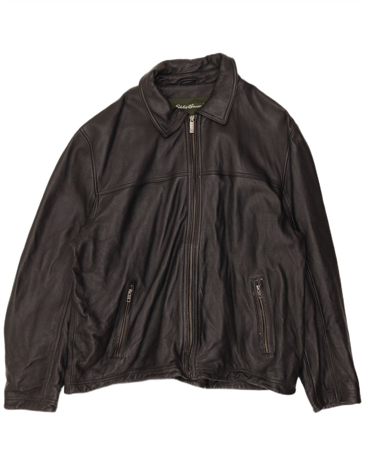 Eddie Bauer Chaqueta de cuero para hombre UK 42 XL Cuero negro