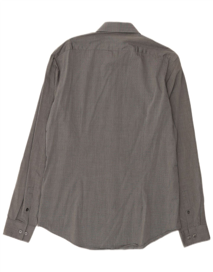 Calvin Klein Camisa ajustada para hombre Talla 39 15 1/2 Algodón manchado gris medio