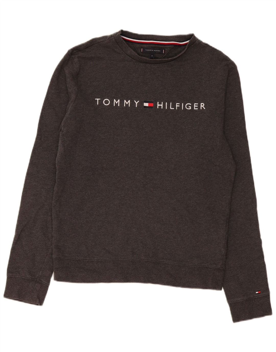 Tommy Hilfiger Hombre Sudadera Gráfica Jumper Algodón Gris Medio