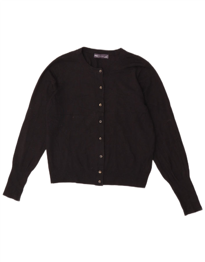 Marks & Spencer Suéter tipo cárdigan corto para mujer UK 42 Viscosa negra mediana