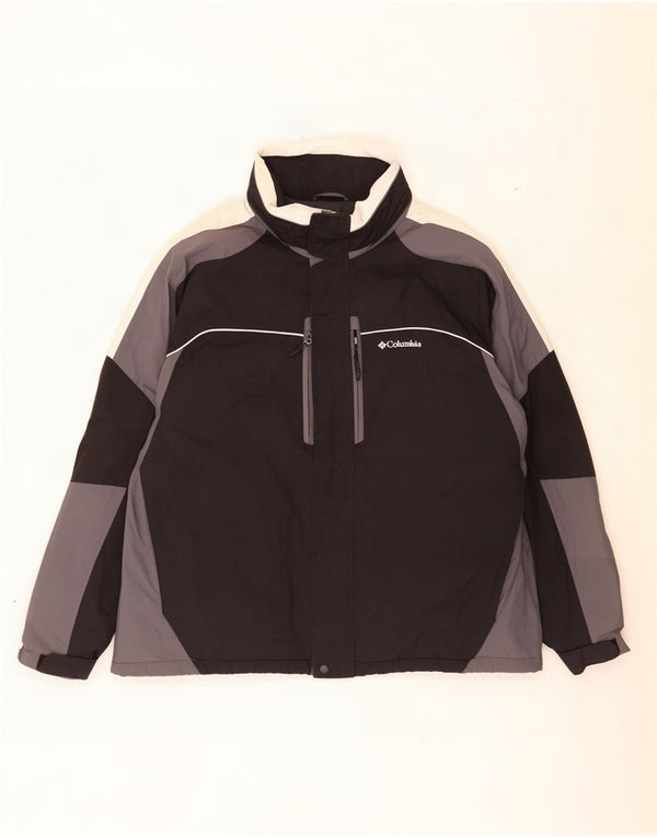 Columbia Chaqueta cortavientos con capucha para hombre UK 44 2XL Nylon color block negro