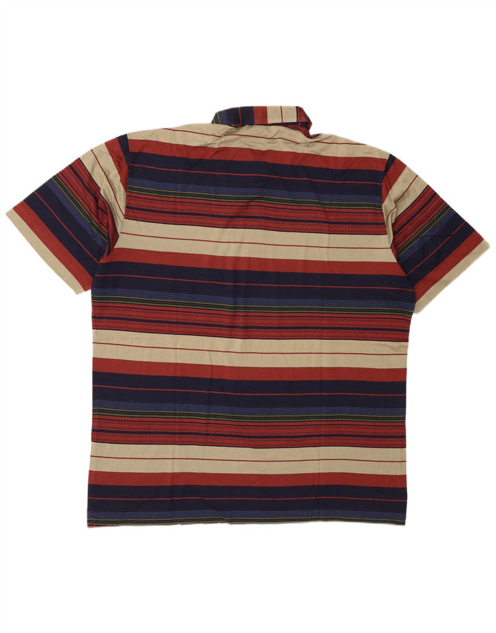 Polo vintage para hombre de algodón a rayas multicolor grande