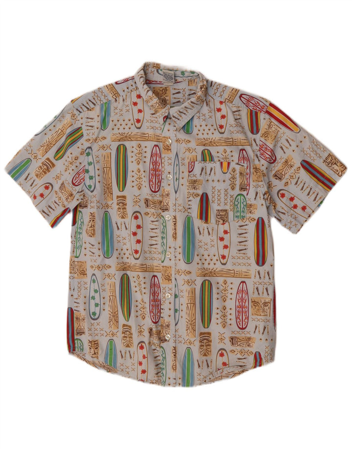 Old Navy Camisa Niño Estampado Abstracto 14-15 Años XL Azul Hawaiano