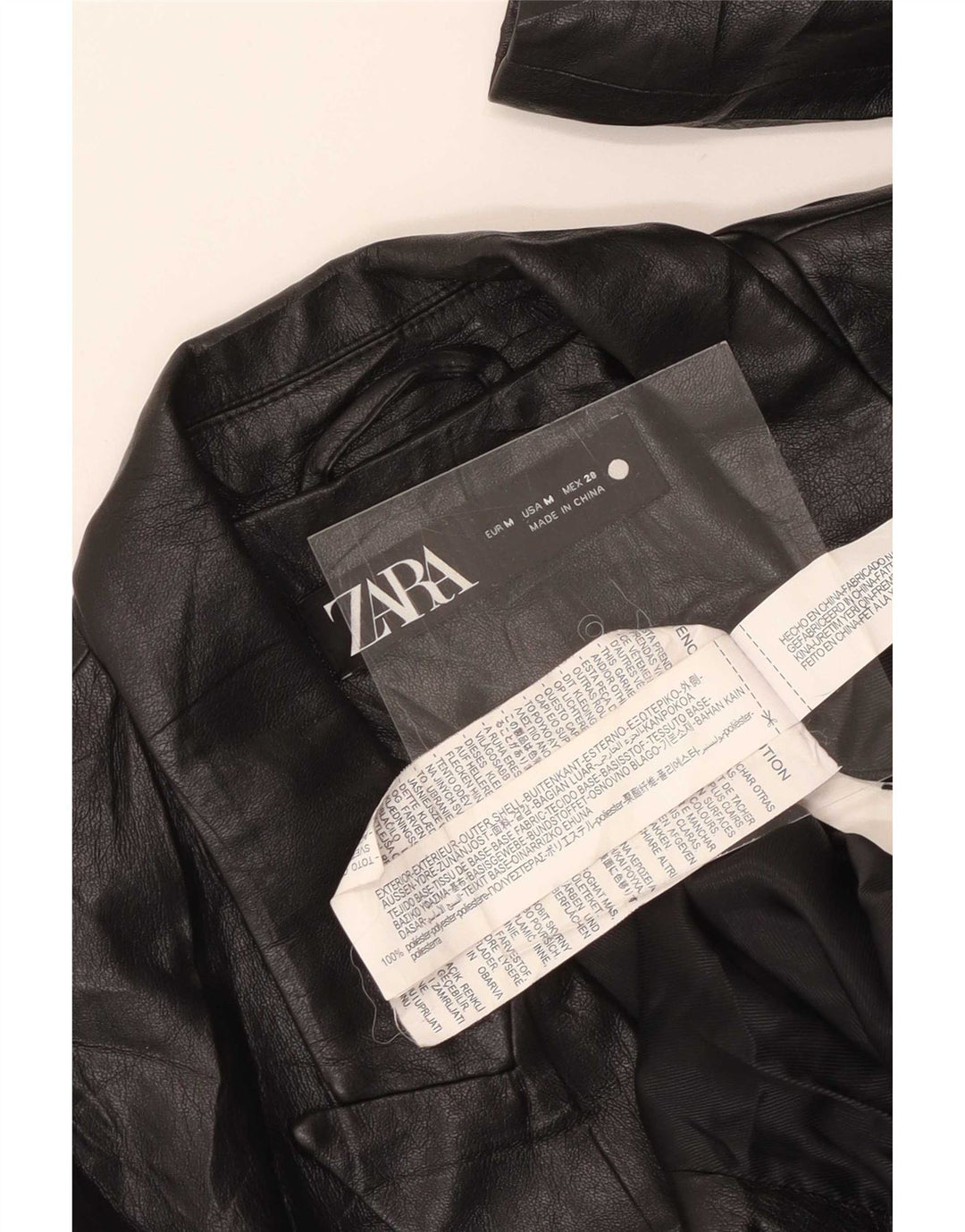 Zara Chaqueta Blazer De Piel Sintética Con 1 Botón Para Mujer UK 42 Medium Black