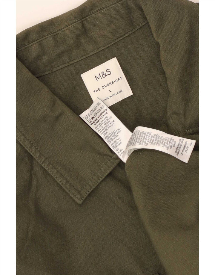 Marks & Spencer Camisa Sobrecamisa para Hombre Grande Caqui Algodón