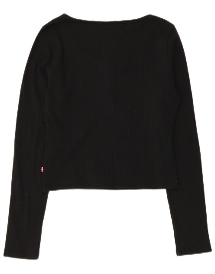Levi's Top corto para mujer de manga larga UK 10 Small Black Cotton