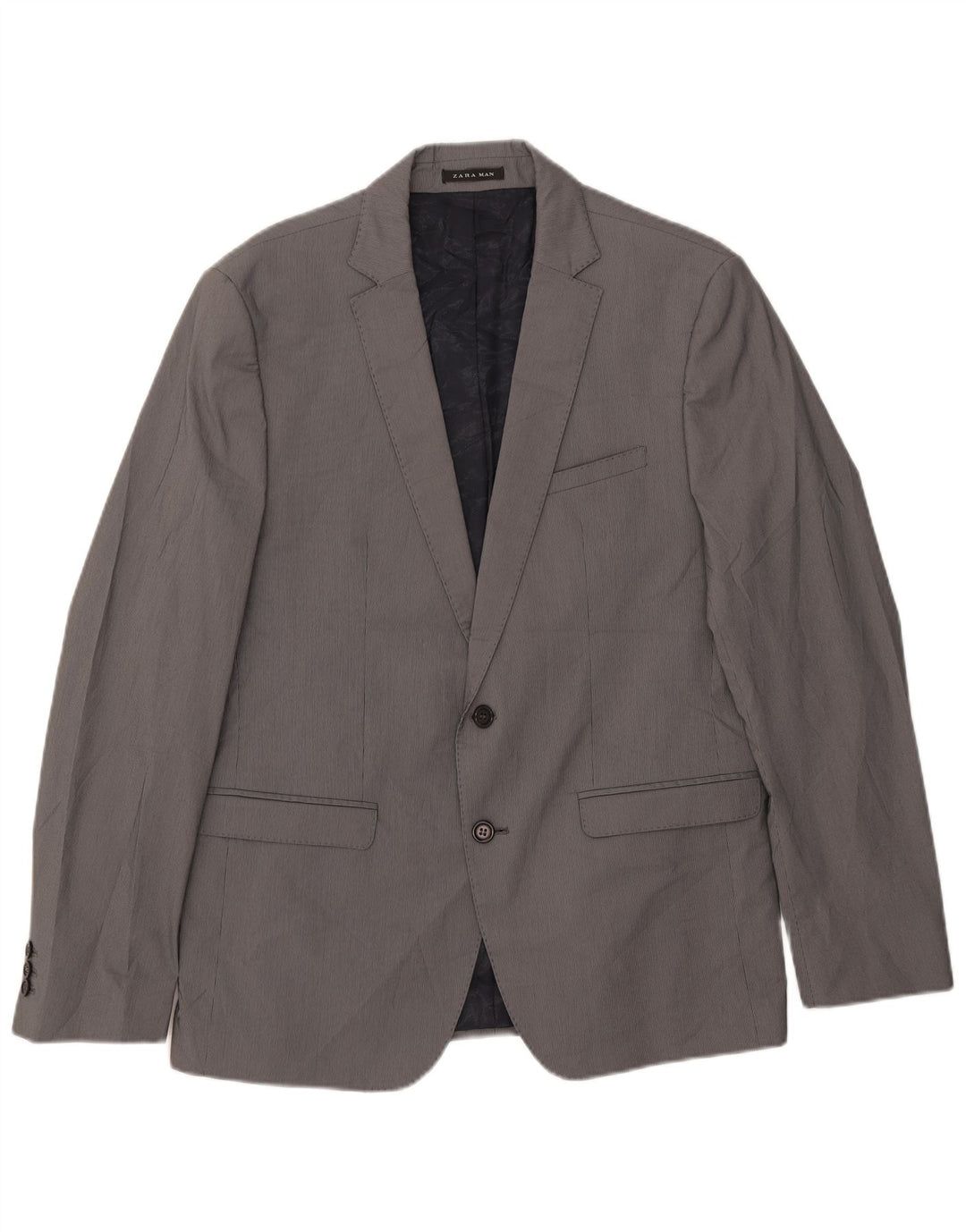 Zara Chaqueta tipo blazer de 2 botones para hombre EU 54 XL Poliéster a rayas grises