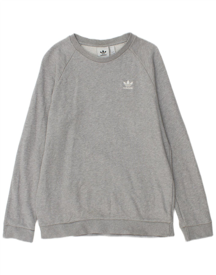 ADIDAS Mens Sweatshirt Jumper Small Grey Cotton
