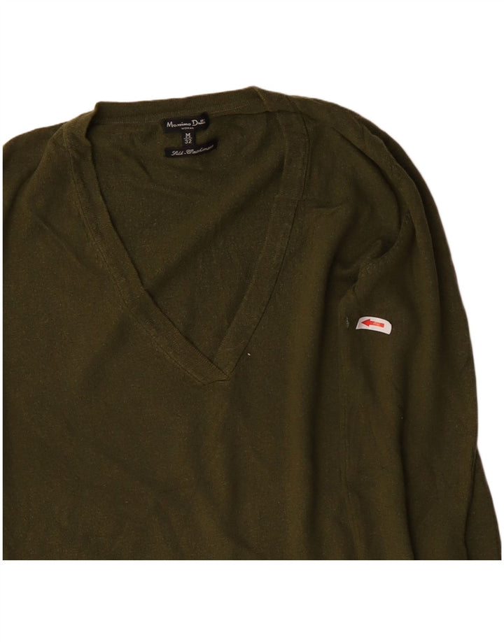 Massimo Dutti Jersey con Cuello en V para Mujer UK 42 Seda Verde Medio
